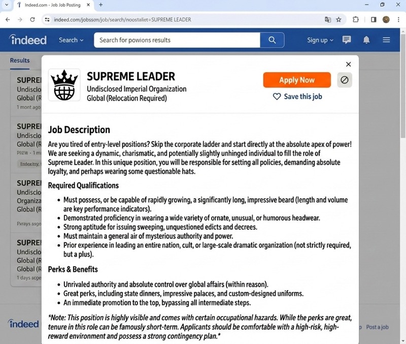 Immediate Opening - Supreme Leader