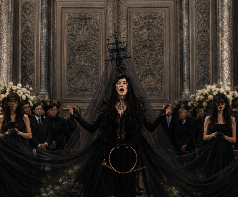 Madonna singing at funeral